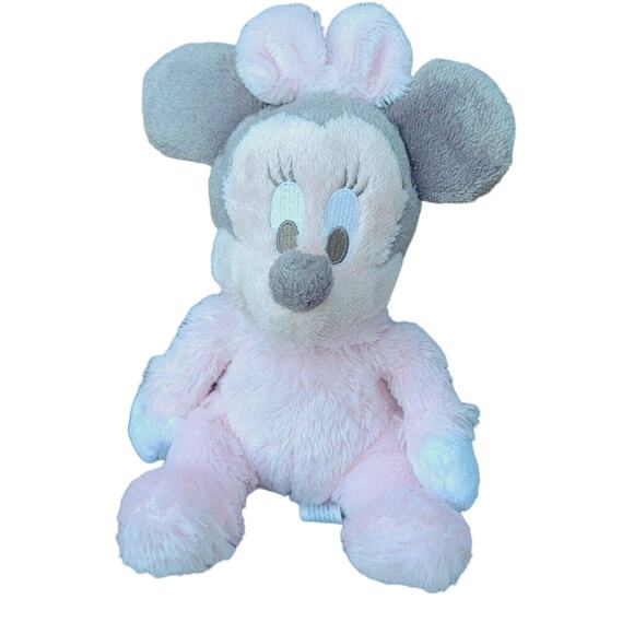 Minnie Mouse Plush Baby Rattle Doll Pastel Disney Park Authentic Stuffed Animal - Picture 1 of 6